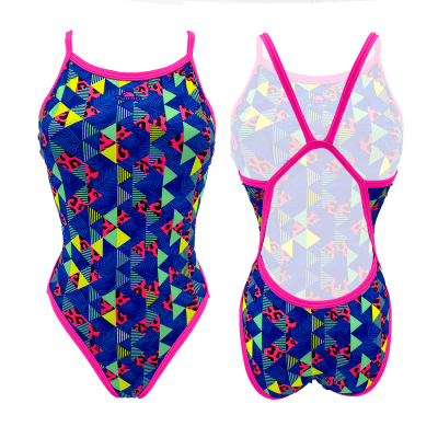 bañador azul fucsia